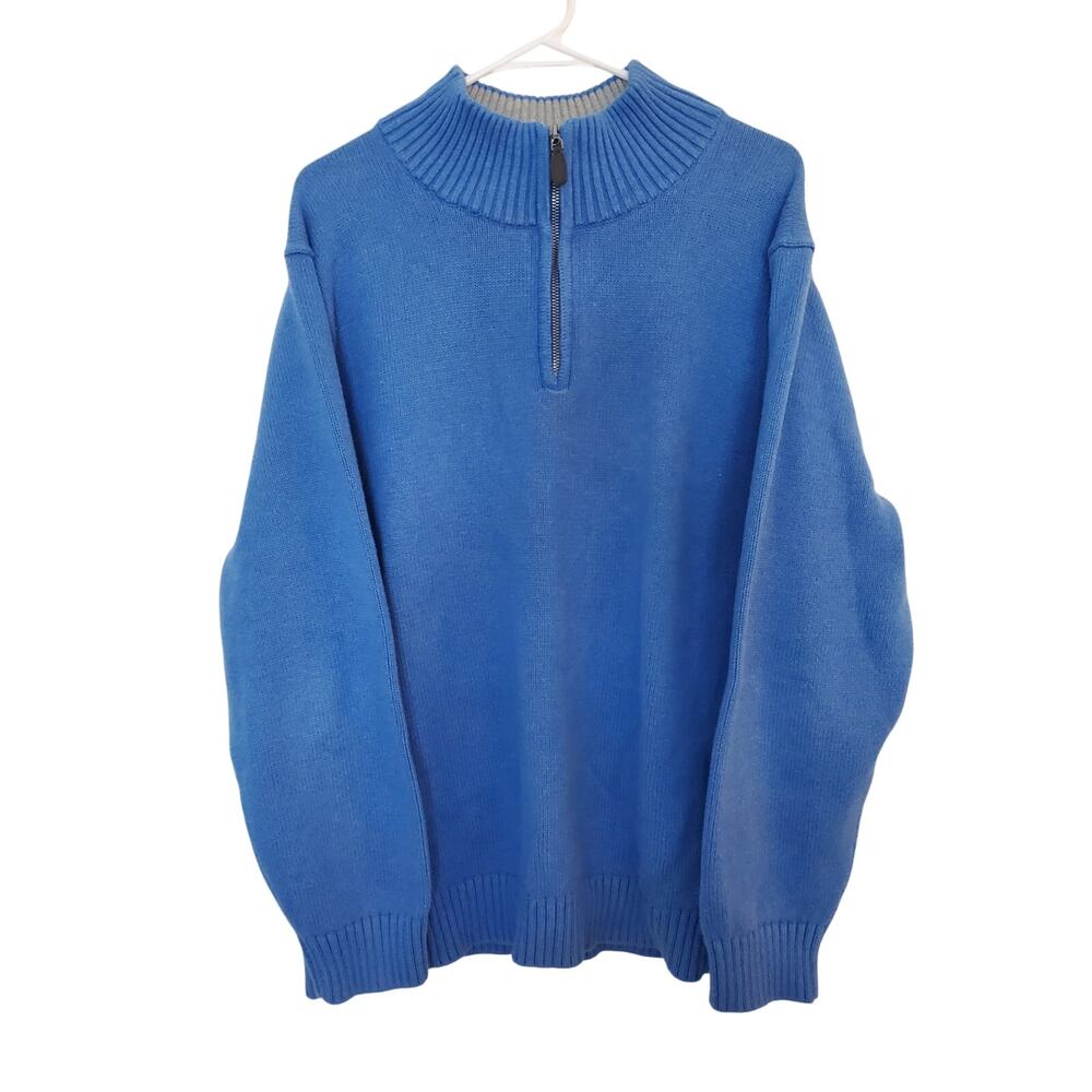 L.L. Bean 1/4 Zip Sweater Blue Men's Size XXL‎
